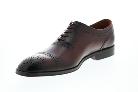 Bruno Magli Ancona Mens Brown Leather Lace Up Oxfords & Lace Ups Cap Toe Shoes