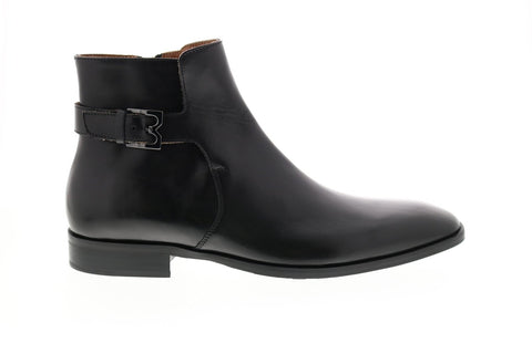 Bruno Magli Angiolini Mens Black Leather Zipper Boots Dress Shoes