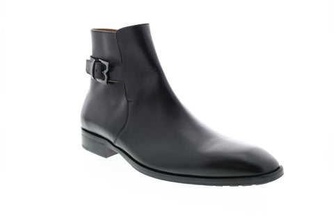 Bruno Magli Angiolini Mens Black Leather Zipper Boots Dress Shoes