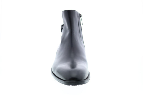Bruno Magli Angiolini Mens Black Leather Zipper Boots Dress Shoes