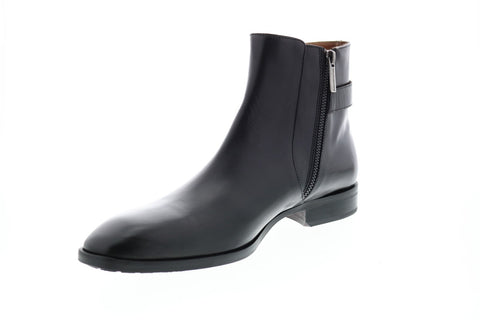 Bruno Magli Angiolini Mens Black Leather Zipper Boots Dress Shoes