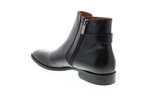 Bruno Magli Angiolini Mens Black Leather Zipper Boots Dress Shoes
