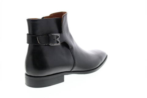 Bruno Magli Angiolini Mens Black Leather Zipper Boots Dress Shoes