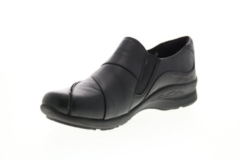 Earth Inc. Anise Slip On Womens Black Leather Zipper Loafer Flats Shoes