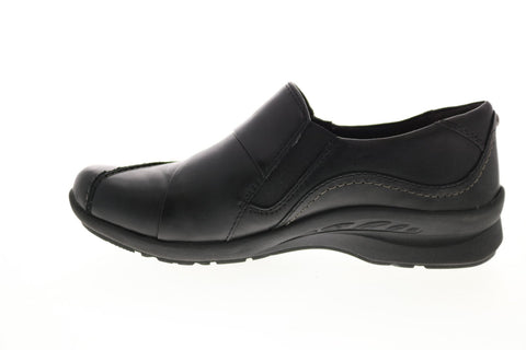 Earth Inc. Anise Slip On Womens Black Leather Zipper Loafer Flats Shoes