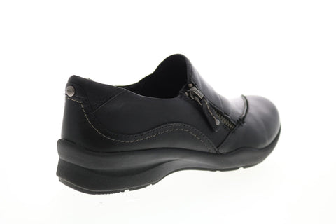 Earth Inc. Anise Slip On Womens Black Leather Zipper Loafer Flats Shoes