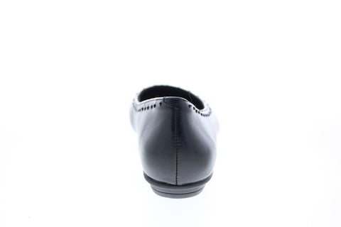 Earth Inc. Studded Anthem Womens Black Wide Leather Ballet Flats Shoes