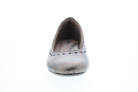 Earth Anthem Metallic Leather Womens Gray Slip On Ballet Flats Shoes