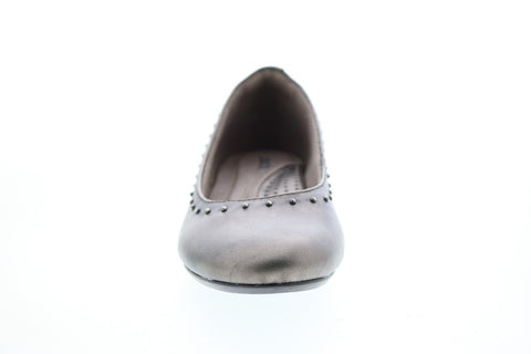 Earth Inc. Anthem Metallic Leather Womens Gray Slip On Ballet Flats Shoes