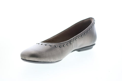 Earth Anthem Metallic Leather Womens Gray Slip On Ballet Flats Shoes