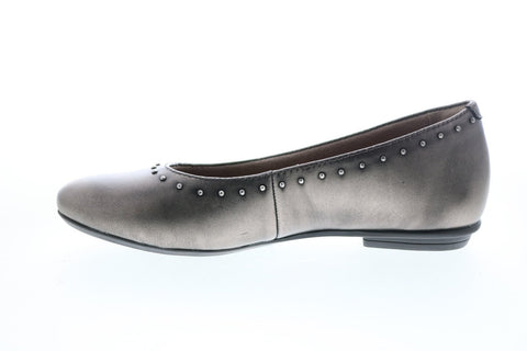 Earth Anthem Metallic Leather Womens Gray Slip On Ballet Flats Shoes