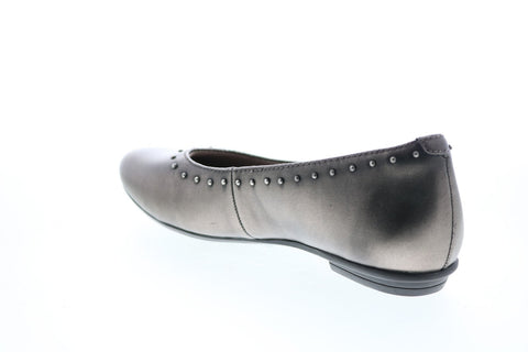 Earth Anthem Metallic Leather Womens Gray Slip On Ballet Flats Shoes