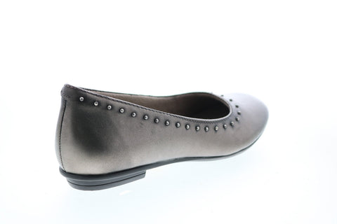 Earth Anthem Metallic Leather Womens Gray Slip On Ballet Flats Shoes