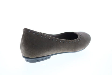 Earth Inc. Studded Anthem Flat Womens Gray Suede Slip On Ballet Flats Shoes
