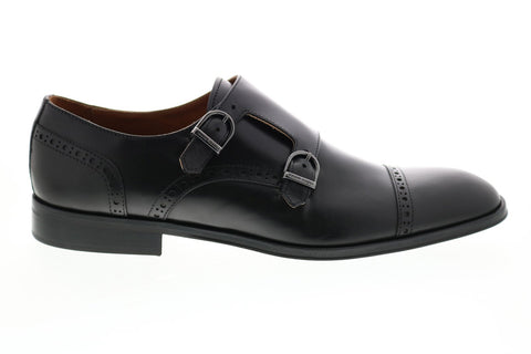 Bruno Magli Anzio Mens Black Leather Strap Oxfords & Lace Ups Monk Strap Shoes