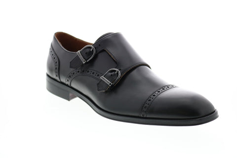 Bruno Magli Anzio Mens Black Leather Strap Oxfords & Lace Ups Monk Strap Shoes