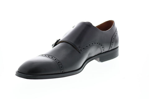 Bruno Magli Anzio Mens Black Leather Strap Oxfords & Lace Ups Monk Strap Shoes