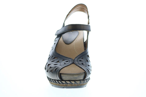 Earth Inc. Aquarius Cork Wedge Womens Brown Leather Wedges Heels Shoes