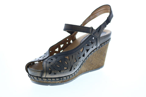 Earth Inc. Aquarius Cork Wedge Womens Brown Leather Wedges Heels Shoes