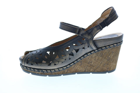 Earth Inc. Aquarius Cork Wedge Womens Brown Leather Wedges Heels Shoes