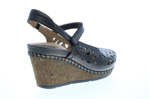 Earth Inc. Aquarius Cork Wedge Womens Brown Leather Wedges Heels Shoes