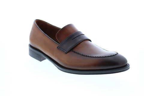 Bruno Magli Arezzo Mens Brown Leather Slip On Loafers & Slip Ons Penny Shoes