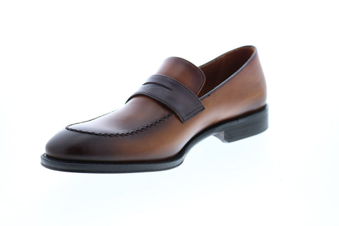 Bruno Magli Arezzo Mens Brown Leather Slip On Loafers & Slip Ons Penny Shoes