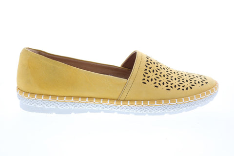 Earth Inc. Artemis Soft Buck Womens Yellow Leather Loafer Flats Shoes