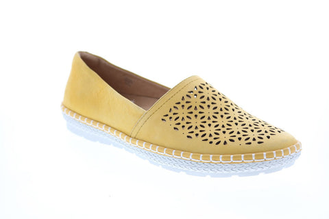 Earth Inc. Artemis Soft Buck Womens Yellow Leather Loafer Flats Shoes