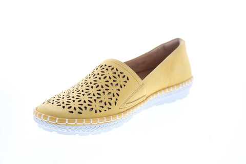 Earth Inc. Artemis Soft Buck Womens Yellow Leather Loafer Flats Shoes