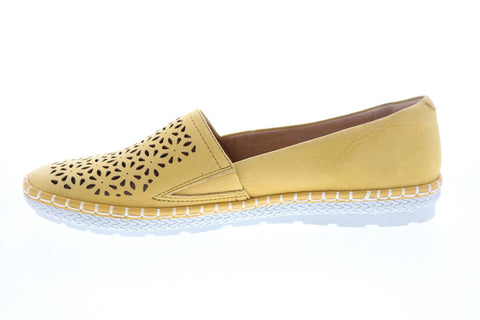 Earth Inc. Artemis Soft Buck Womens Yellow Leather Loafer Flats Shoes