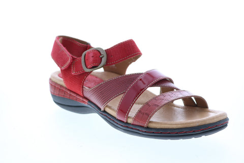 Earth Inc. Aster Croco Womens Red Leather Strap Slingback Sandals Shoes