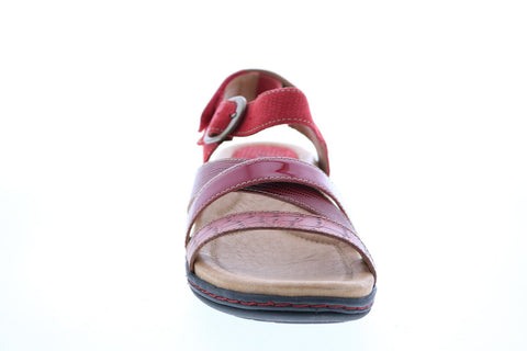 Earth Inc. Aster Croco Womens Red Leather Strap Slingback Sandals Shoes