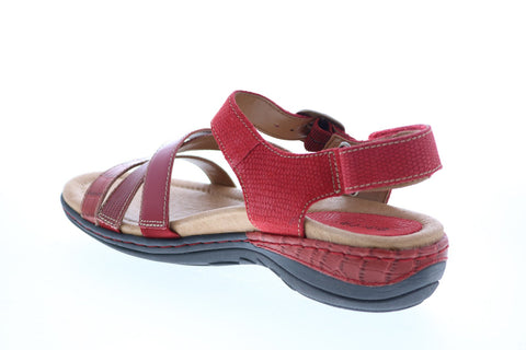 Earth Inc. Aster Croco Womens Red Leather Strap Slingback Sandals Shoes