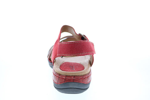 Earth Inc. Aster Croco Womens Red Leather Strap Slingback Sandals Shoes