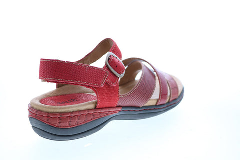 Earth Inc. Aster Croco Womens Red Leather Strap Slingback Sandals Shoes