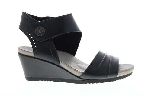 Earth Inc. Attalea Barbados Soft Calf Womens Black Leather Wedges Heels Shoes