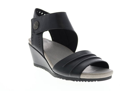Earth Inc. Attalea Barbados Soft Calf Womens Black Leather Wedges Heels Shoes