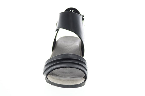 Earth Inc. Attalea Barbados Soft Calf Womens Black Leather Wedges Heels Shoes