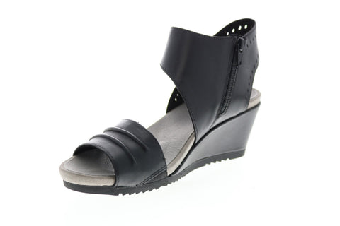 Earth Inc. Attalea Barbados Soft Calf Womens Black Leather Wedges Heels Shoes