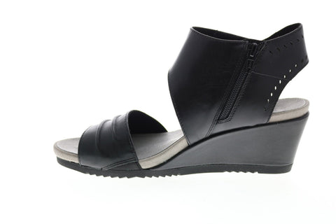 Earth Inc. Attalea Barbados Soft Calf Womens Black Leather Wedges Heels Shoes