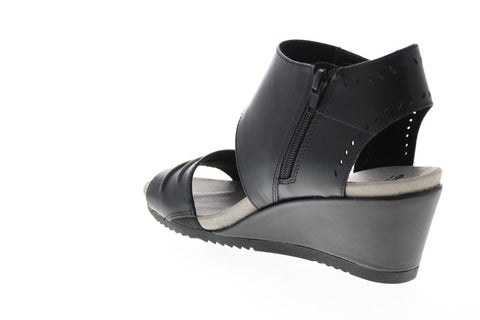 Earth Inc. Attalea Barbados Soft Calf Womens Black Leather Wedges Heels Shoes