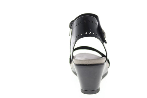 Earth Inc. Attalea Barbados Soft Calf Womens Black Leather Wedges Heels Shoes
