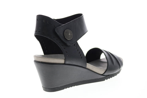 Earth Inc. Attalea Barbados Soft Calf Womens Black Leather Wedges Heels Shoes