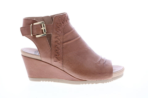 Earth Inc. Attalea Bonaire Tumbled Leather Womens Brown Wedges Heels Shoes