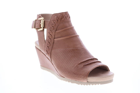 Earth Inc. Attalea Bonaire Tumbled Leather Womens Brown Wedges Heels Shoes