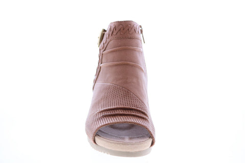 Earth Inc. Attalea Bonaire Tumbled Leather Womens Brown Wedges Heels Shoes