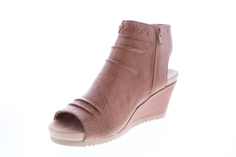 Earth Inc. Attalea Bonaire Tumbled Leather Womens Brown Wedges Heels Shoes