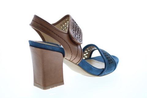 Earthies Asola Suede ASOLA-MBL Womens Blue Suede Strap Pumps Heels Shoes