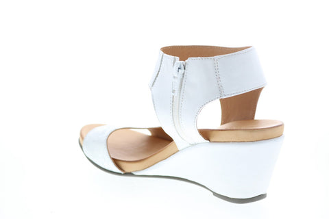 Bueno Ida B1804-114 Womens White Leather Zipper Wedges Heels Shoes